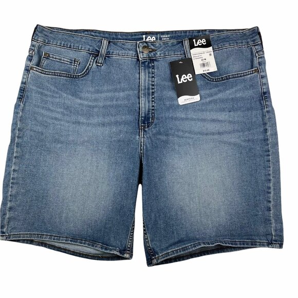 Lee Womens Denim Bermuda Shorts Size 22M (42x9) Blue Mid-rise Medium Wash - Picture 1 of 9